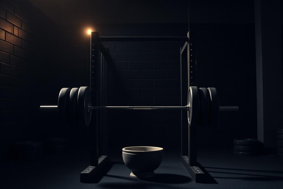 Power rack loaded with a barbell at Space Gym